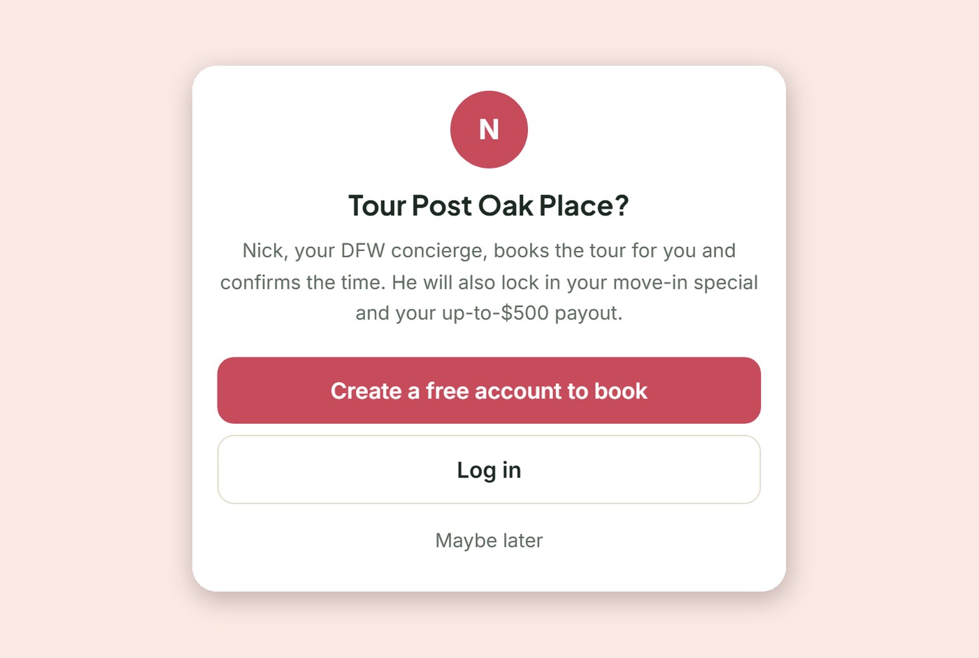 Tour On Your Schedule in the Renta app